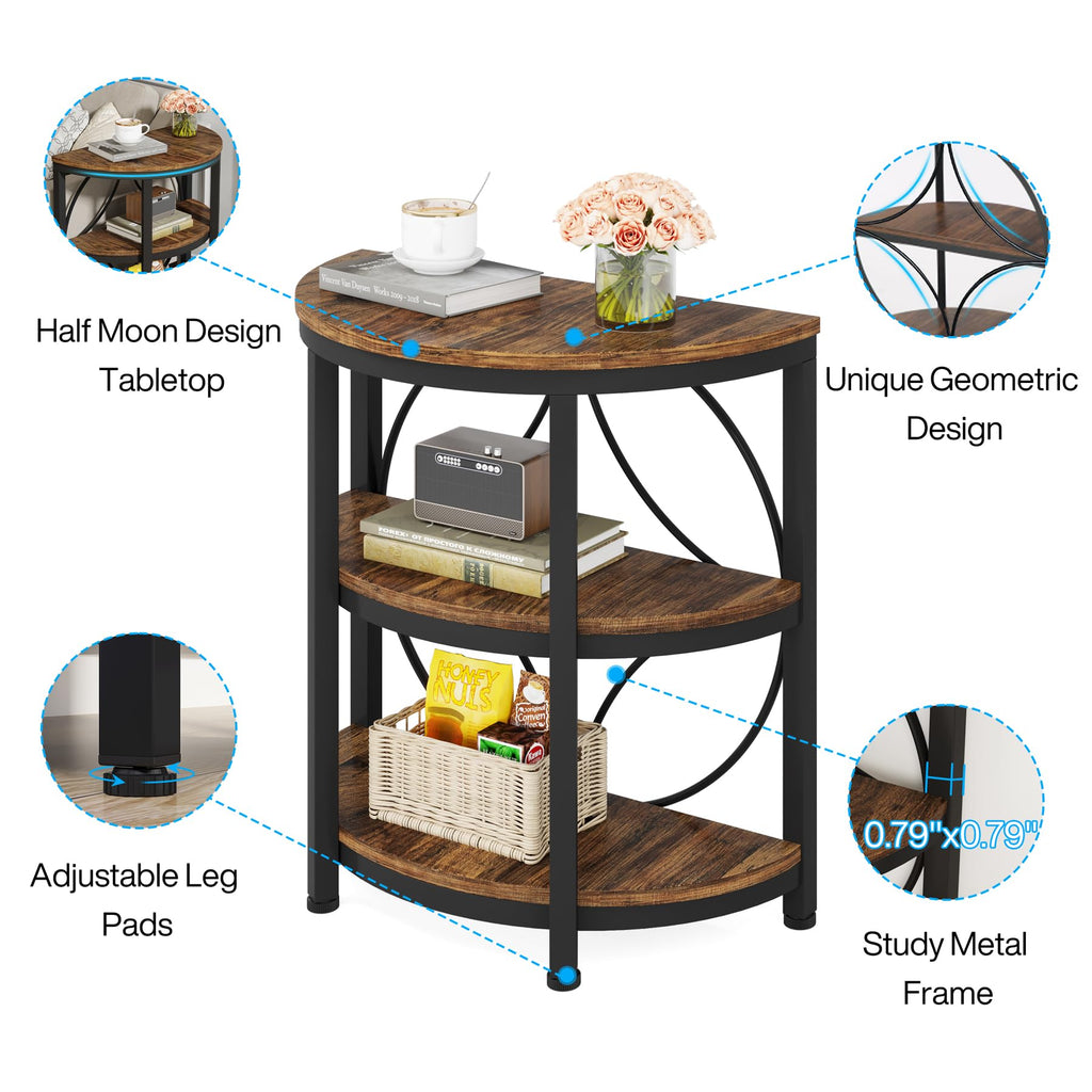 Half Round 3-Tier Metal End Table I49386
