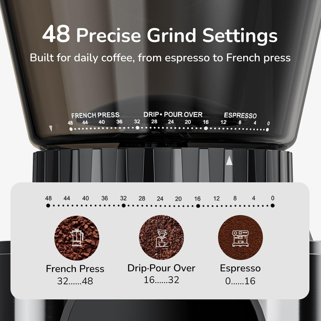 Electric Burr Coffee Grinder, 48 Grind Settings U461779
