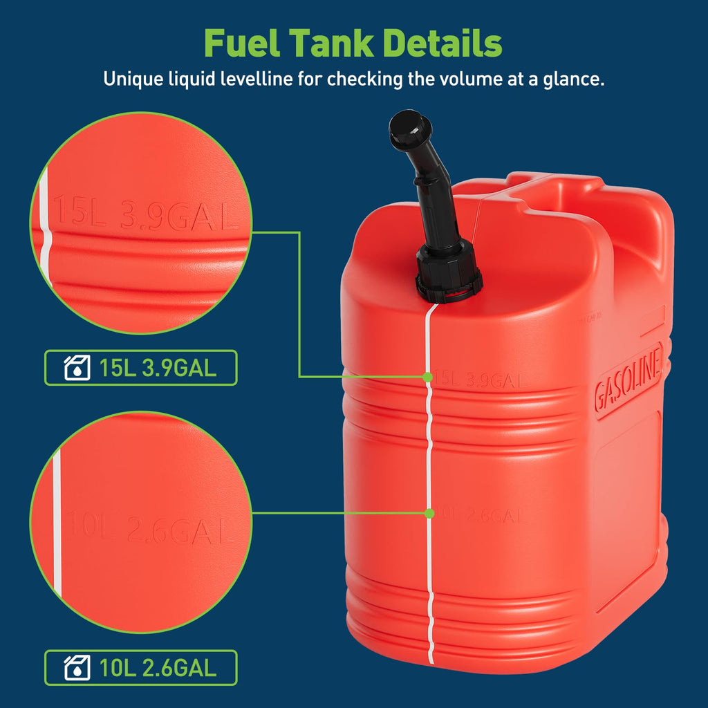 40L Portable Transfer Tank 5 Gal with L-Shaped Handle Red 4PC Z118133
