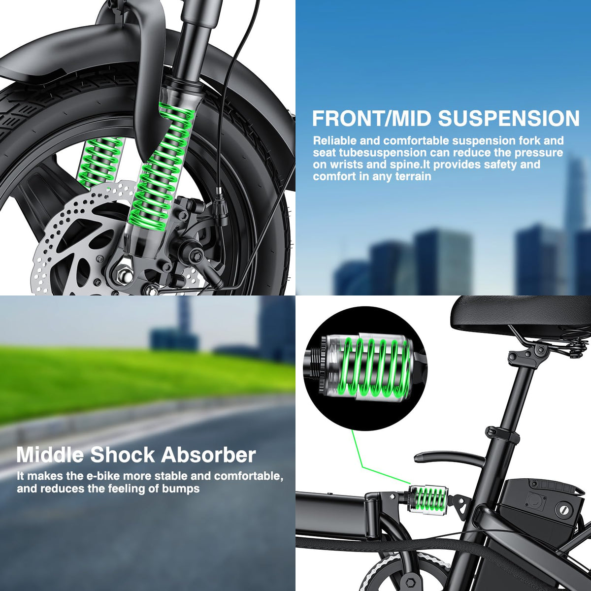 Electric Bike 1200W Peak Motor 20-28MPH 32 Miles Range Removable Battery O70593