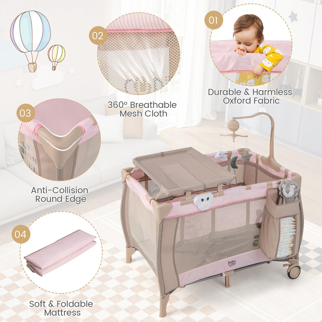 3 in 1 Pink Pack and Play with Bassinet H74286