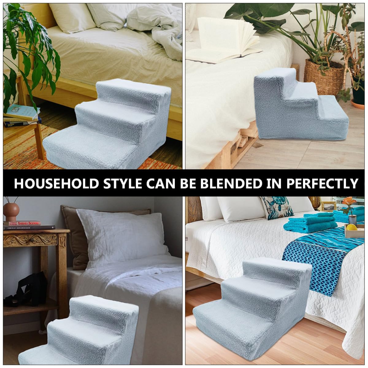 Gray Plush Non-Slip Pet Stairs Z74583