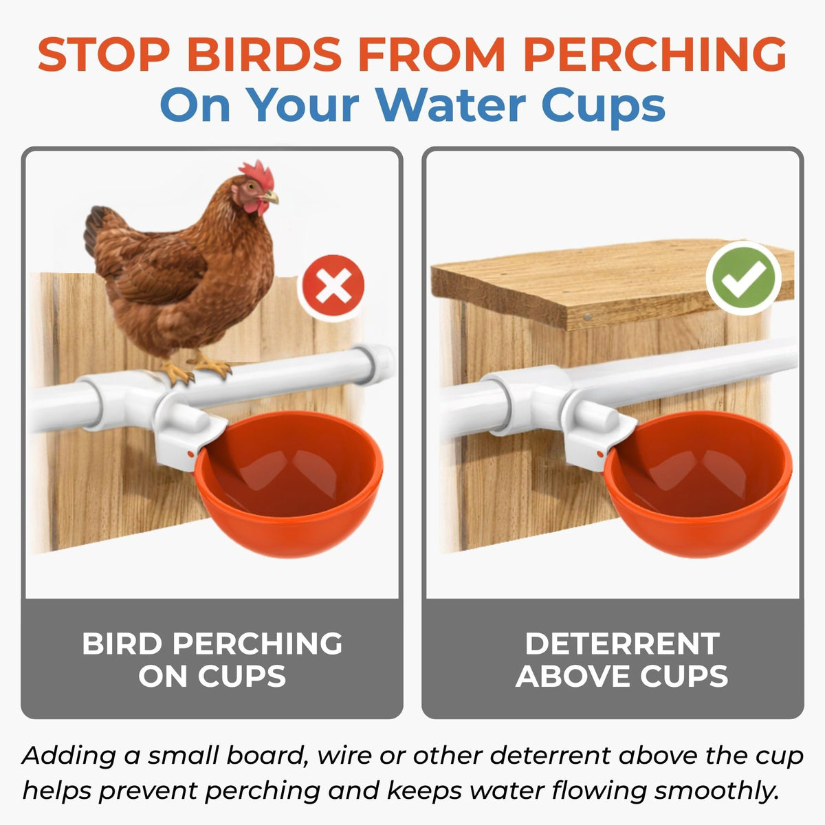 Large Automatic Chicken Waterer Cups with 1/2" PVC Tee Fittings 5-Pack O790