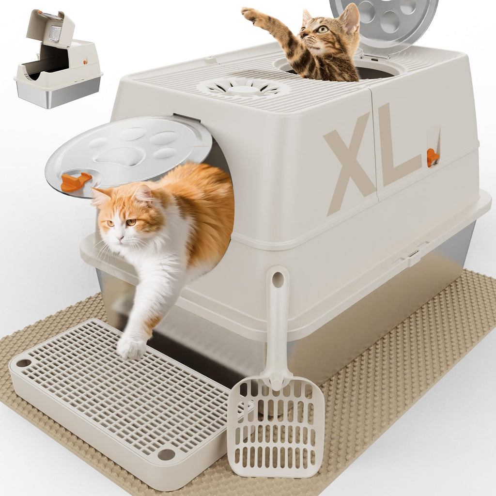 XL Stainless Steel Enclosed Litter Box with Lid Z223048