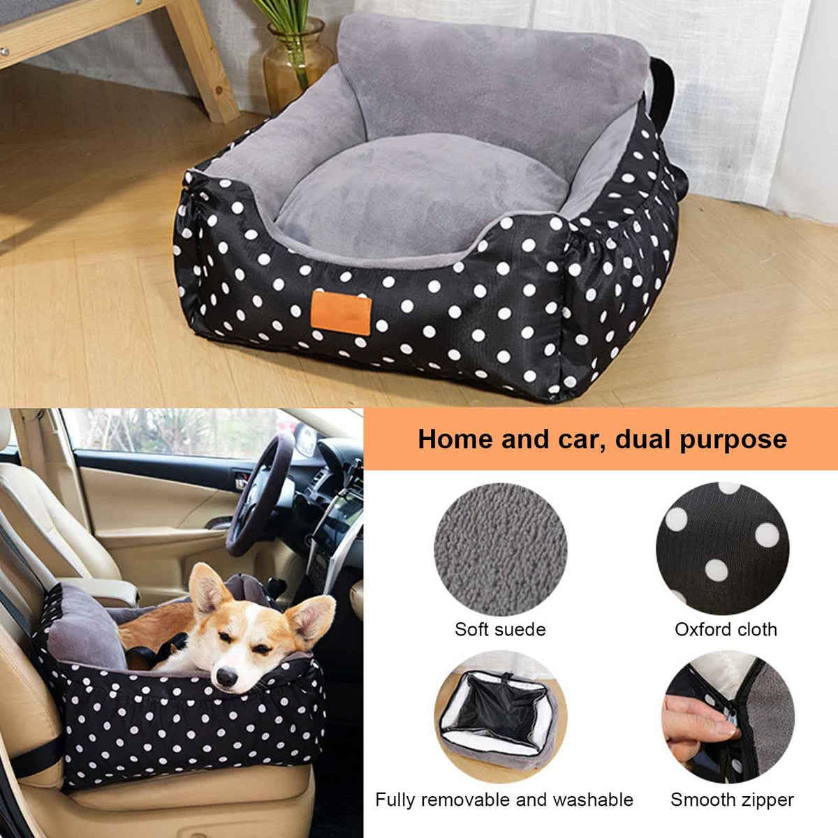 2-in-1 Waterproof Pet Car Seat & Car Bed O971455