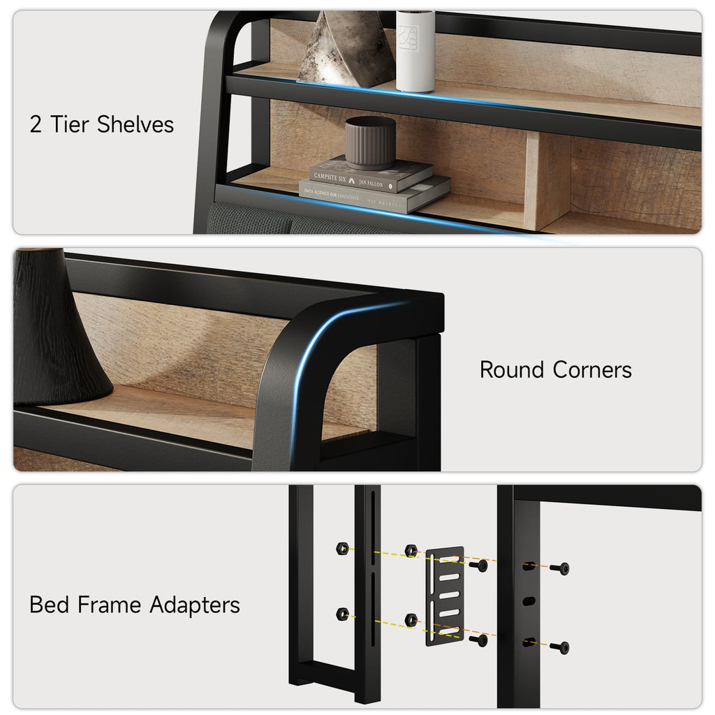 King Headboard with Storage and Charging Station V4437