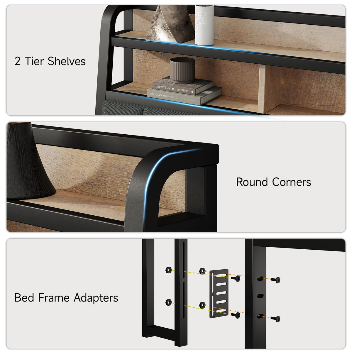King Headboard with Storage and Charging Station V4437