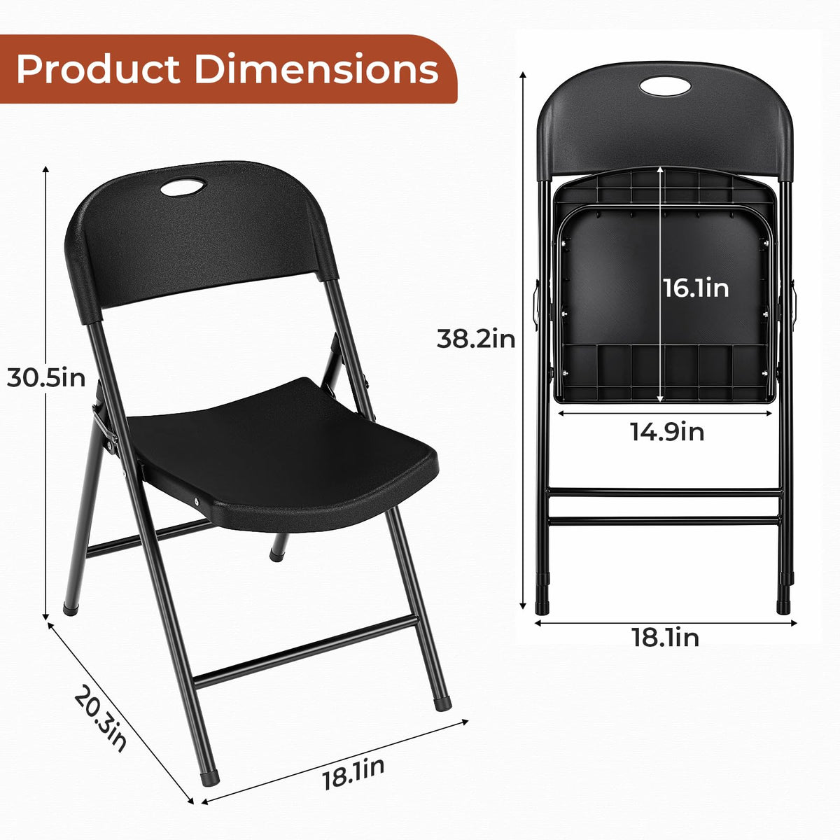 Black Plastic Folding Chair with Steel Frame C757