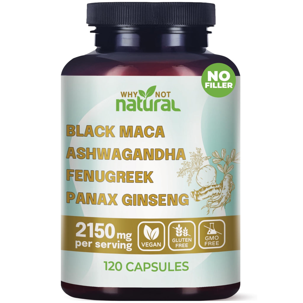 Organic Black Maca Root Ashwagandha Fenugreek Panax Ginseng Capsules Z535