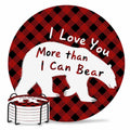 Set of 6 Bear Animal Absorbent Stone Ceramic Coasters with Holder X8969