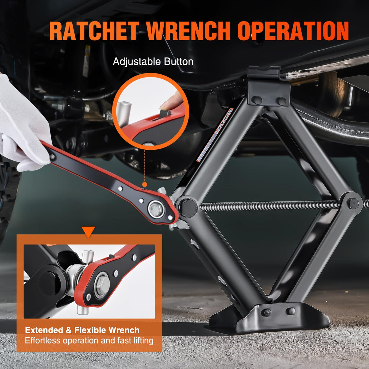 1.5 Ton Scissor Jack with Ratchet Lug Wrench S980