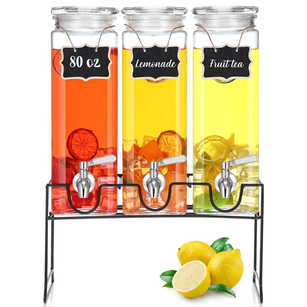 80 oz Glass Drink Dispenser with Stand and Spigot R802