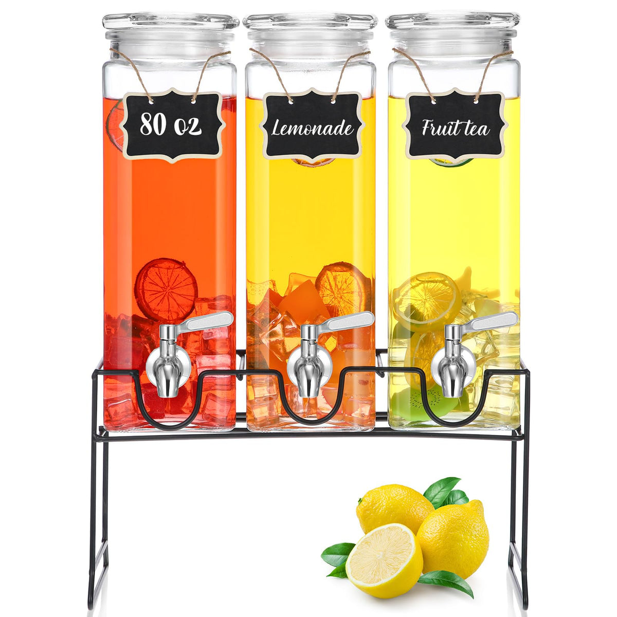 80 oz Glass Drink Dispenser with Stand and Spigot R802