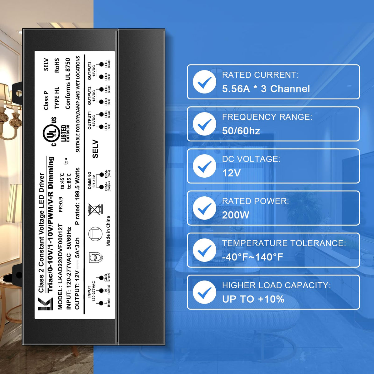 12V 200W Dimmable LED Driver H9653