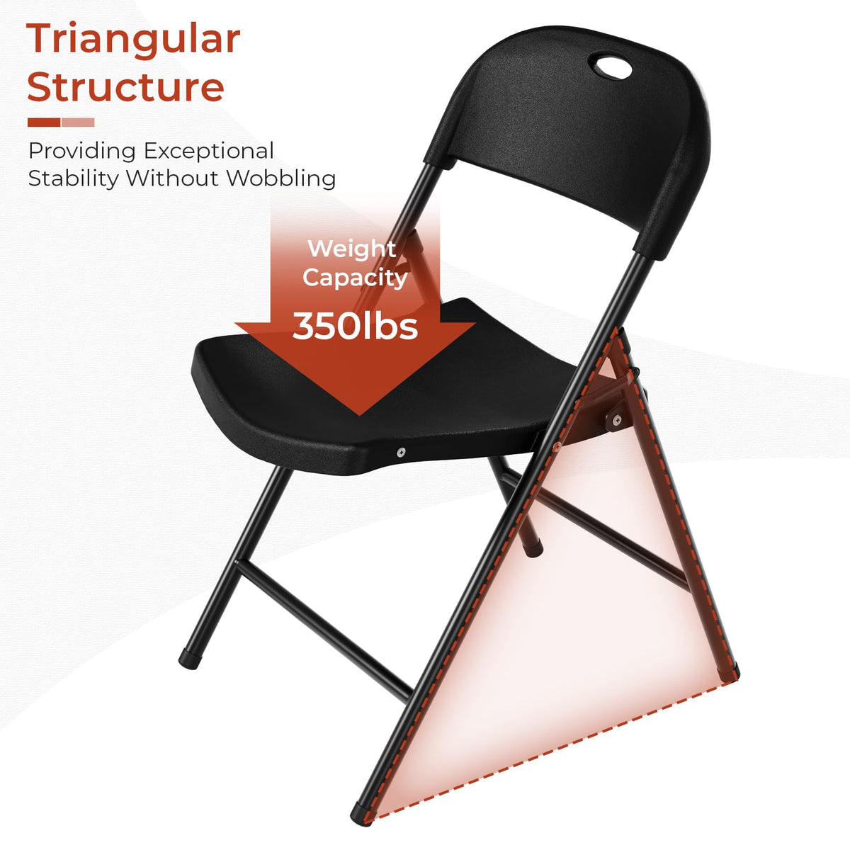Black Plastic Folding Chair with Steel Frame C757