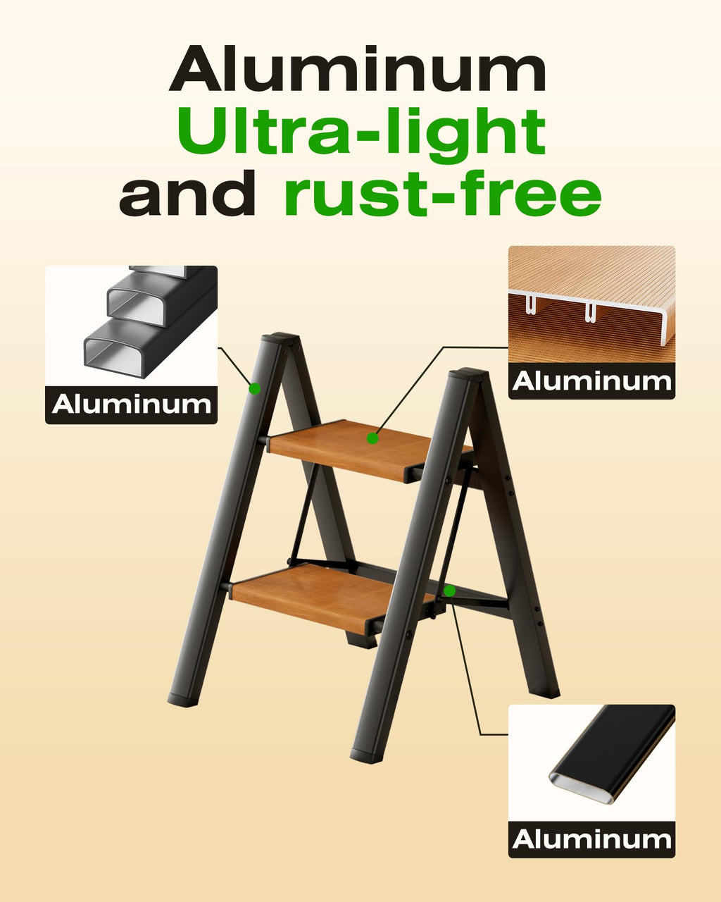 Foldable Aluminum 2 Step Stool Q166