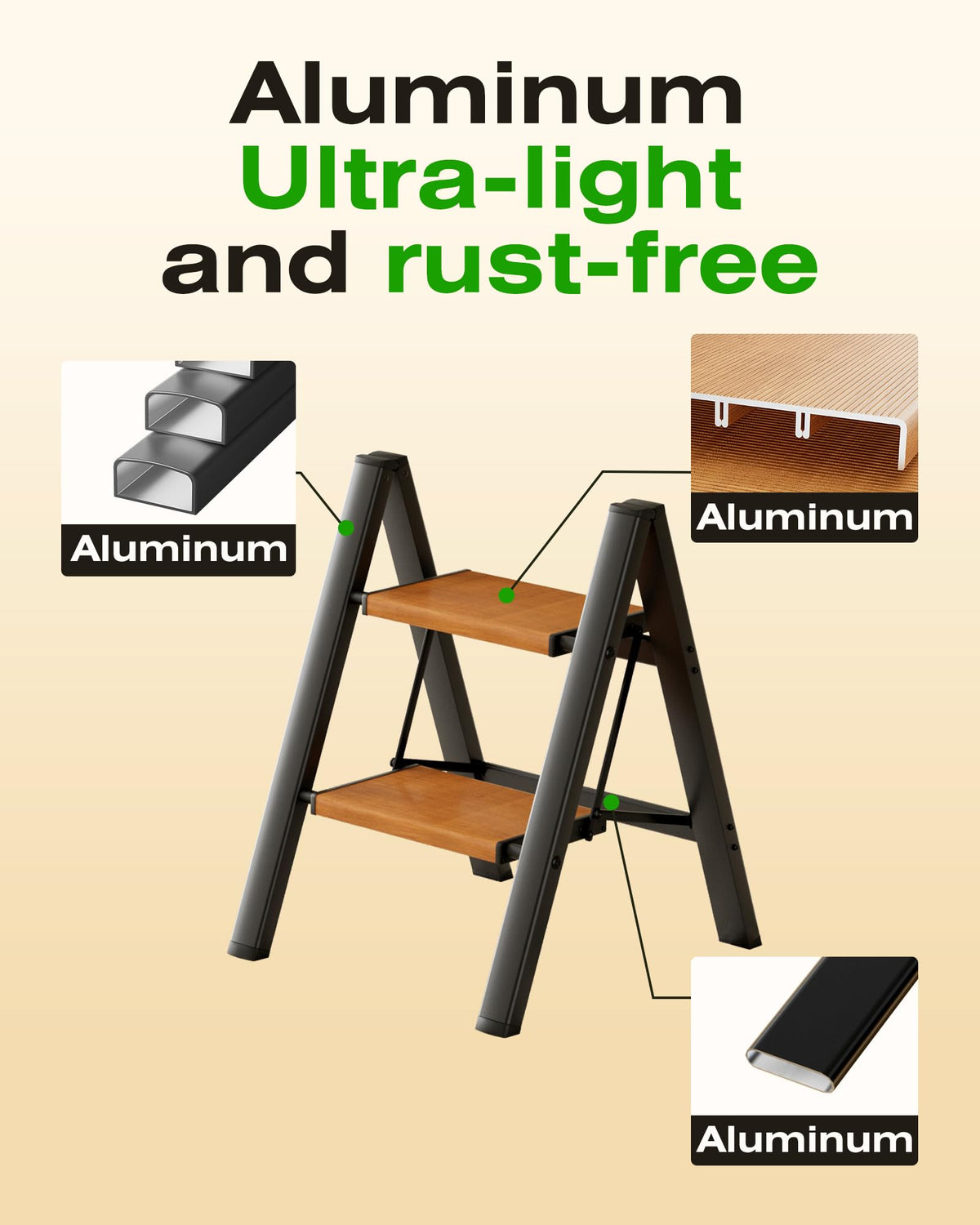 Foldable Aluminum 2 Step Stool Q166