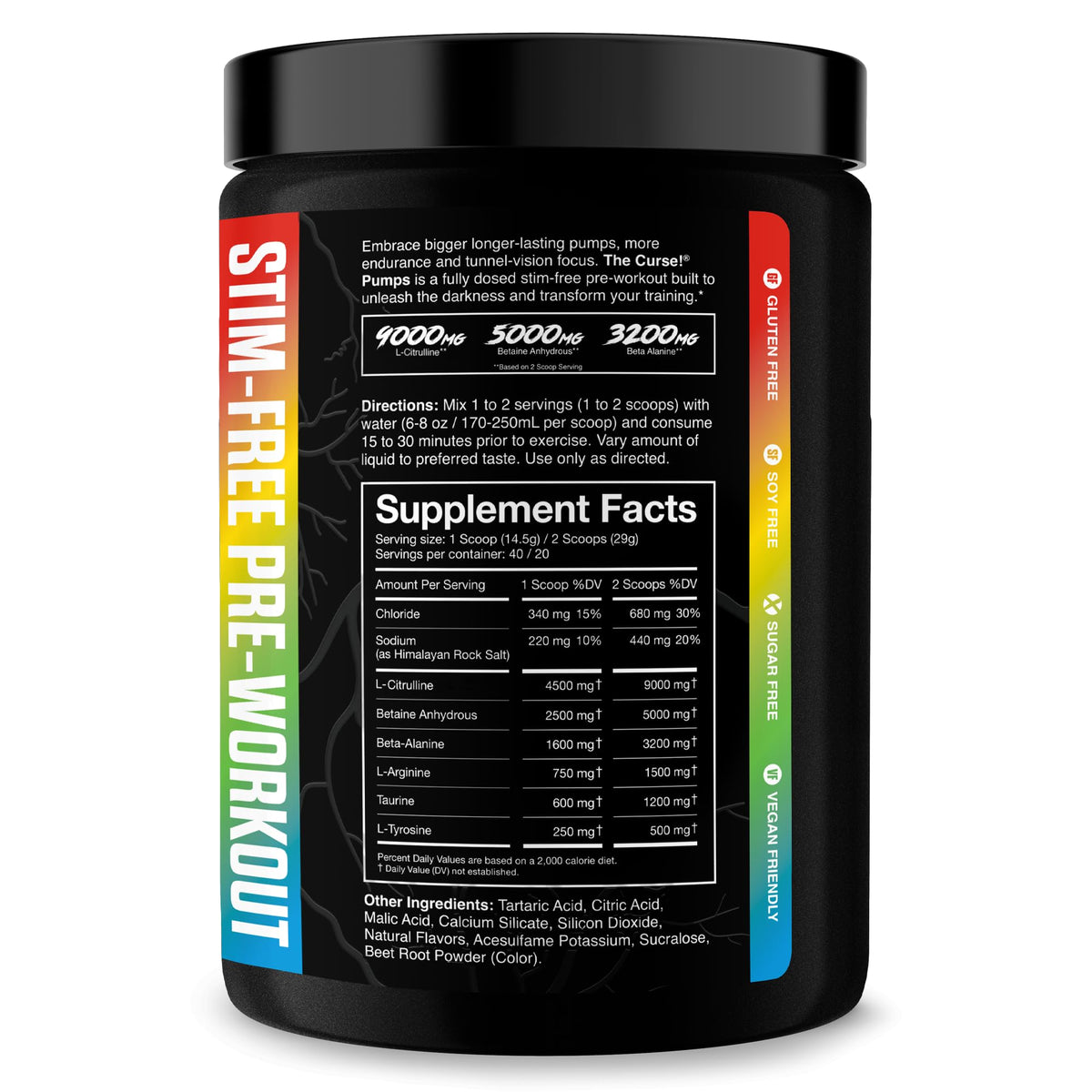 Stim-Free Pre Workout Powder Sour Candy 40 Servings Q430