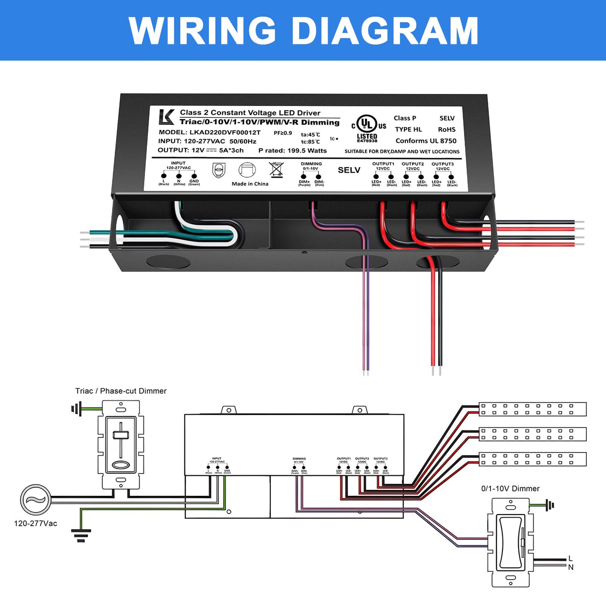 12V 200W Dimmable LED Driver H9653