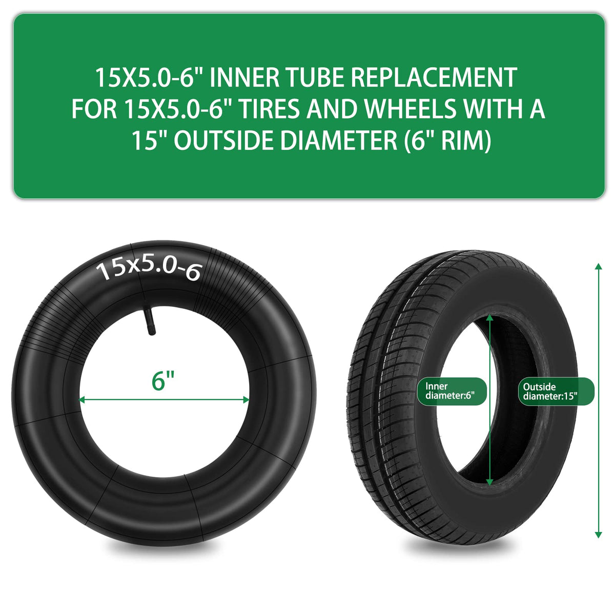 15x6.00-6 Inner Tube with TR-13 Straight Valve Stem P516736