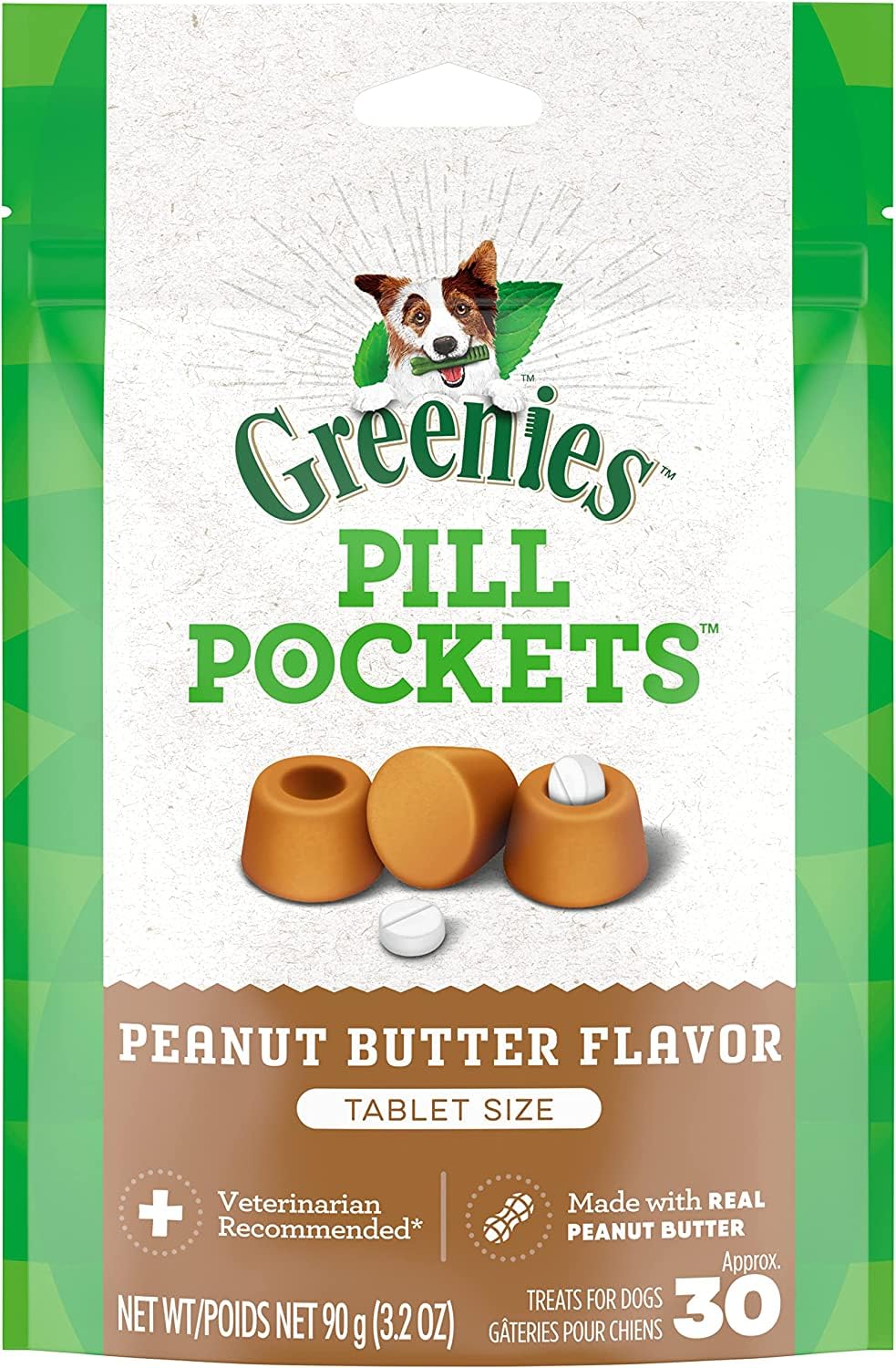 Peanut Butter Tablet Size Dog Treats 30 Count Pack of 6 T481259