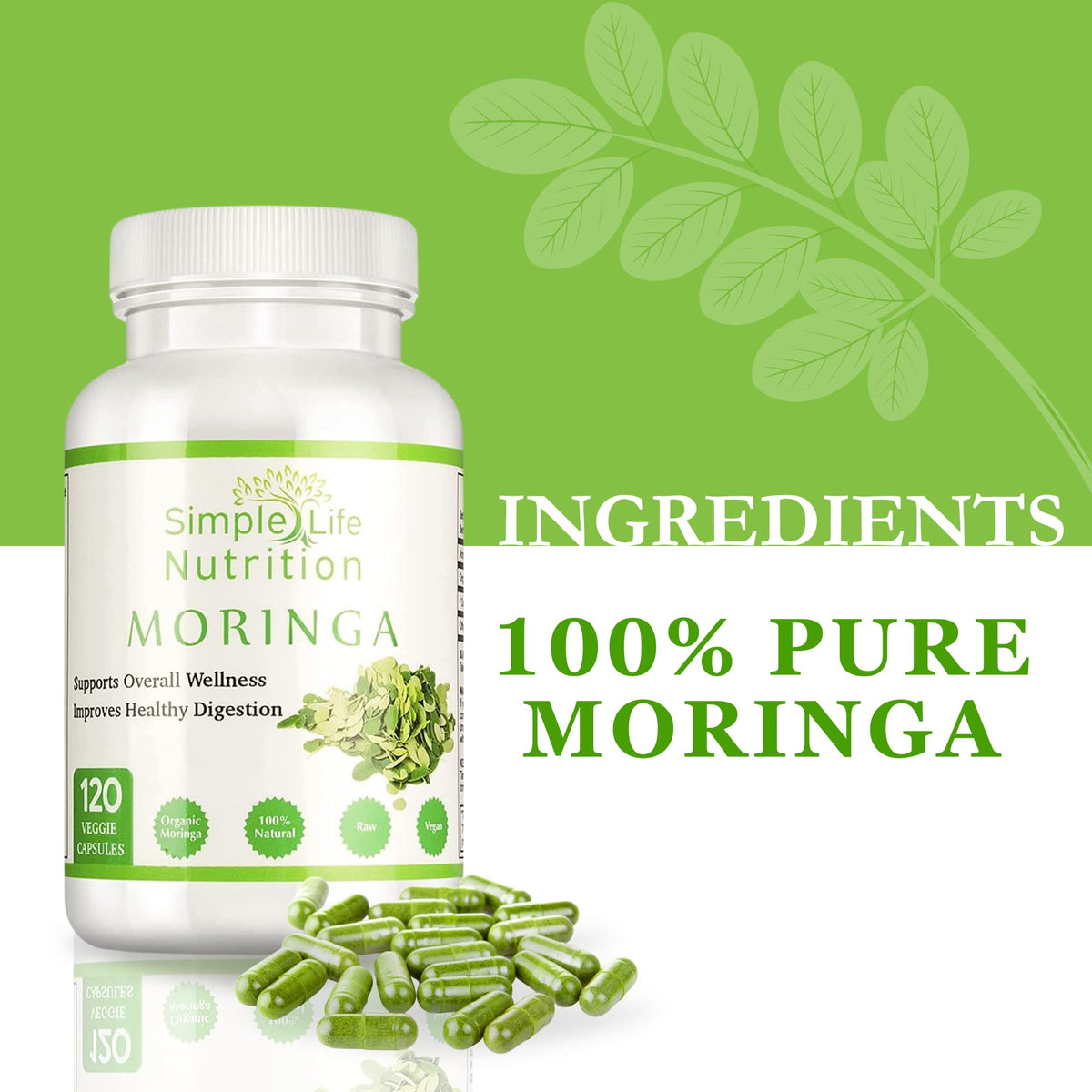 Organic Moringa Powder Capsules X70336