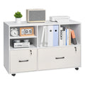 White 2 Drawer Wooden Lockable Mobile File Cabinet K51080