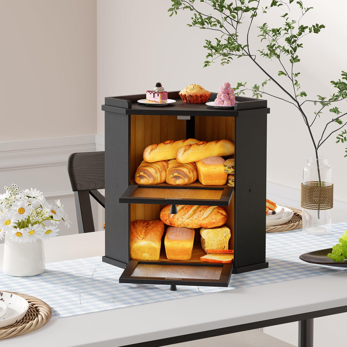 2-Tier Bamboo Bread Box O871798