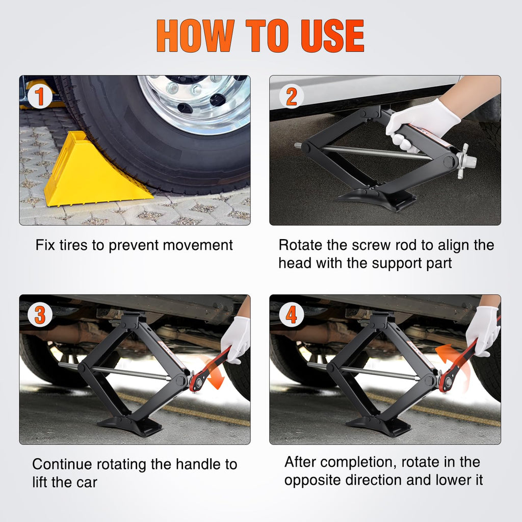 1.5 Ton Scissor Jack with Ratchet Lug Wrench S980