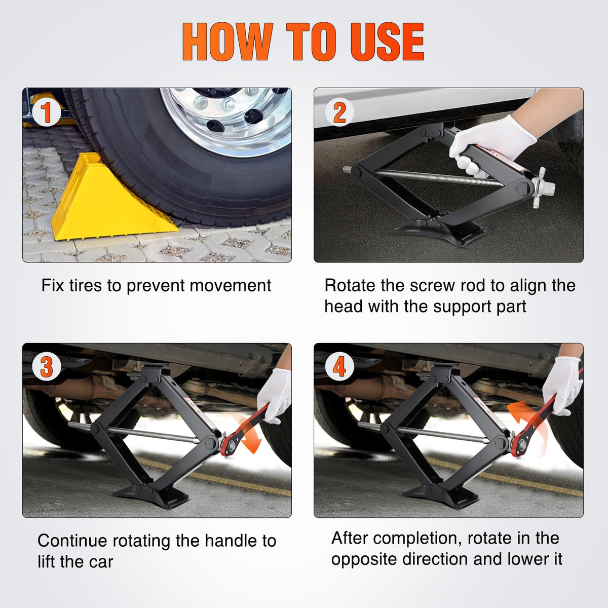 1.5 Ton Scissor Jack with Ratchet Lug Wrench S980