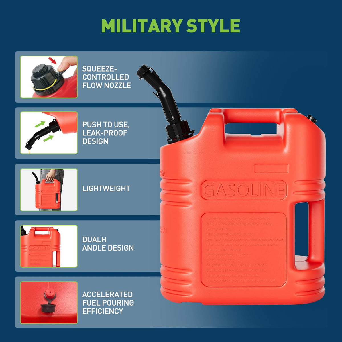 40L Portable Transfer Tank 5 Gal with L-Shaped Handle Red 4PC Z118133