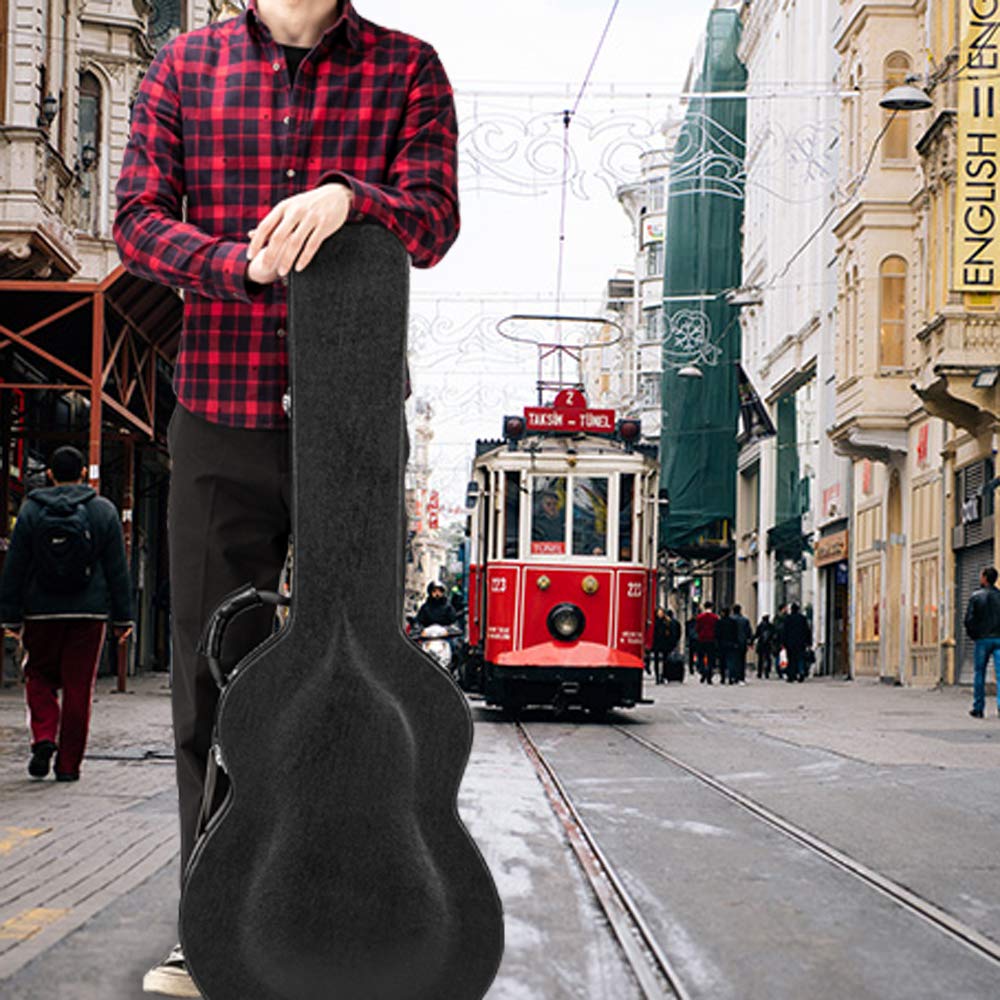 Portable Electric Guitar Hard Case, PU Leather, Black U406693
