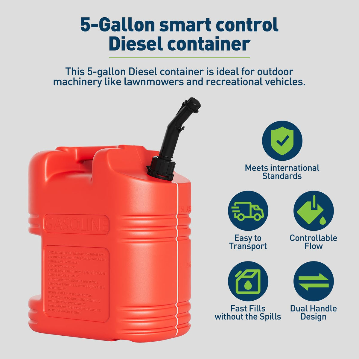 40L Portable Transfer Tank 5 Gal with L-Shaped Handle Red 4PC Z118133