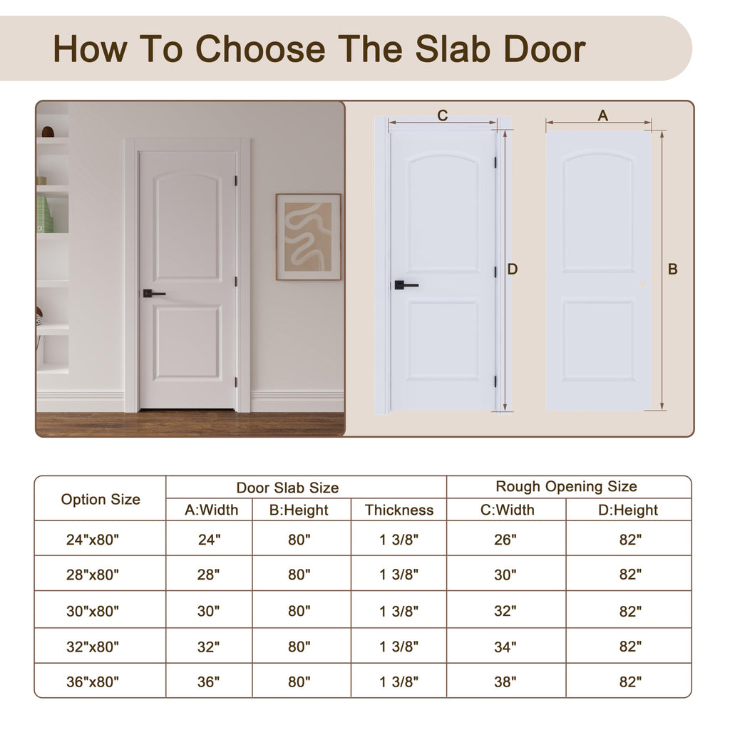 36"x80" Left-Hand Prehung Interior Door with Jamb Kit & Matte Black Hinges L71753