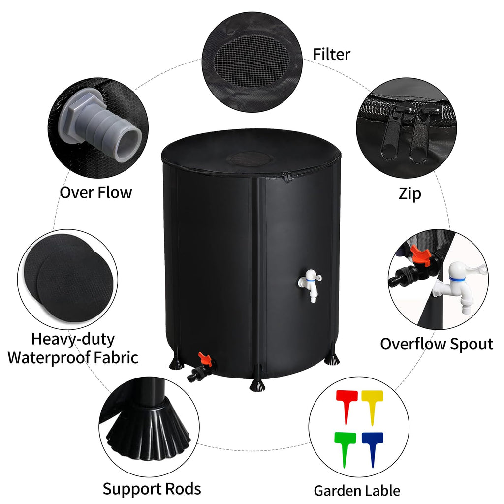 Collapsible 50 Gallon Rain Barrel with Spigot R420
