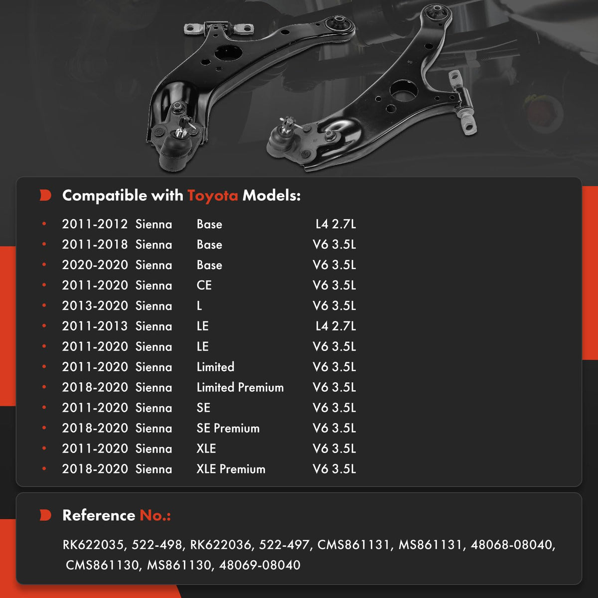 Front Lower Control Arm with Ball Joint & Bushing Y171