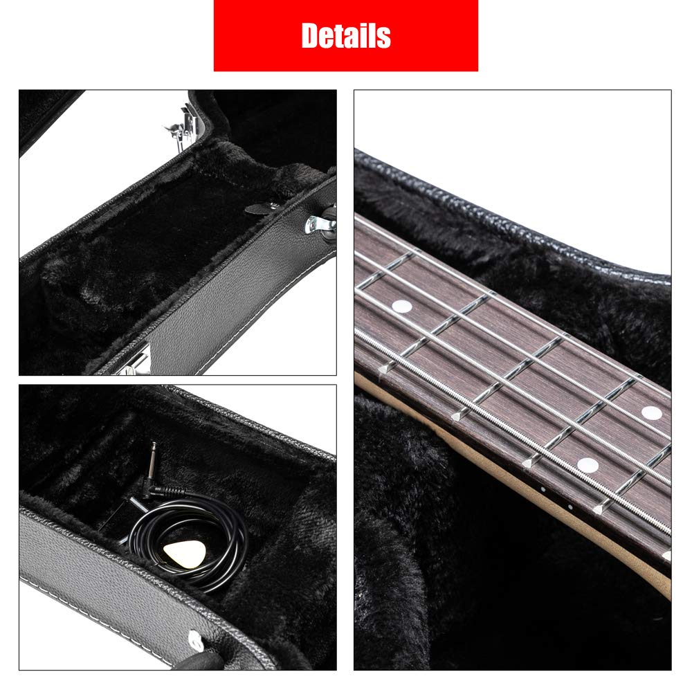 Portable Electric Guitar Hard Case, PU Leather, Black U406693