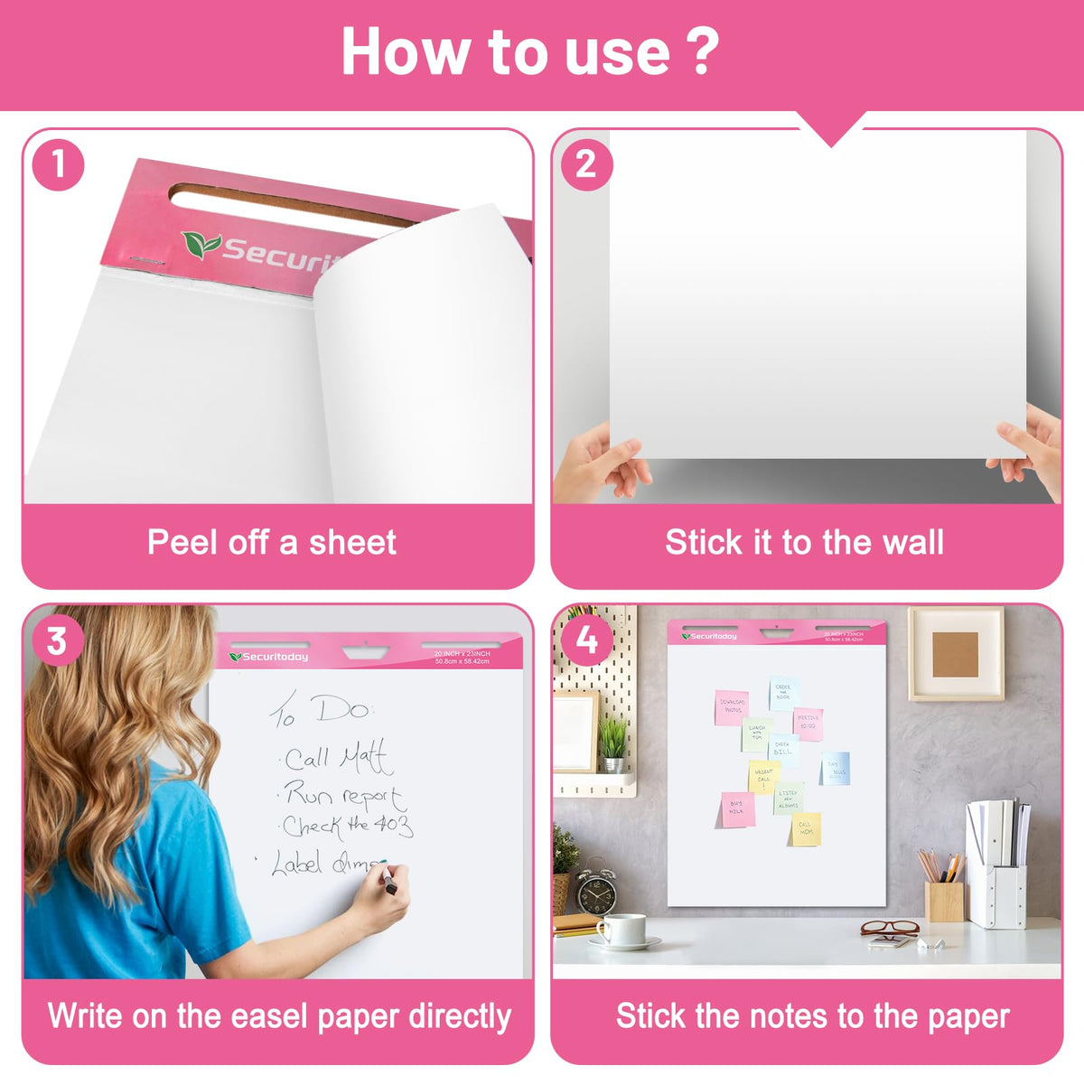 Sticky Easel Pad 25 x 30 Inch Flip Chart Paper 30 Sheets 4 Pads M600253