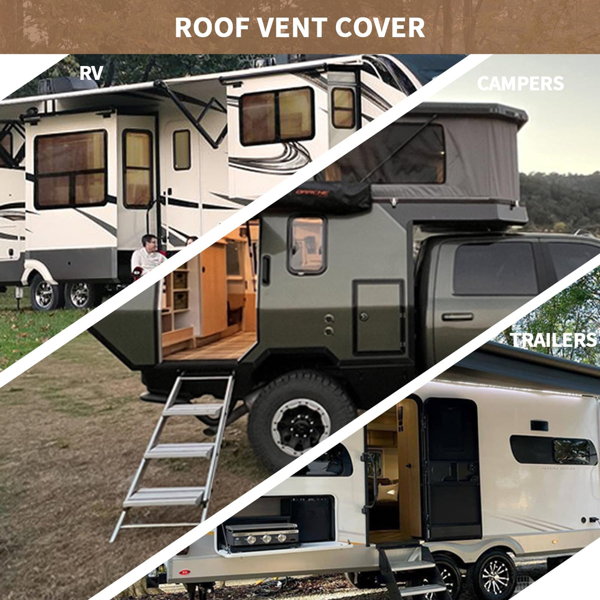 4 Pack 14 x 14 White RV Roof Vent Cover R377