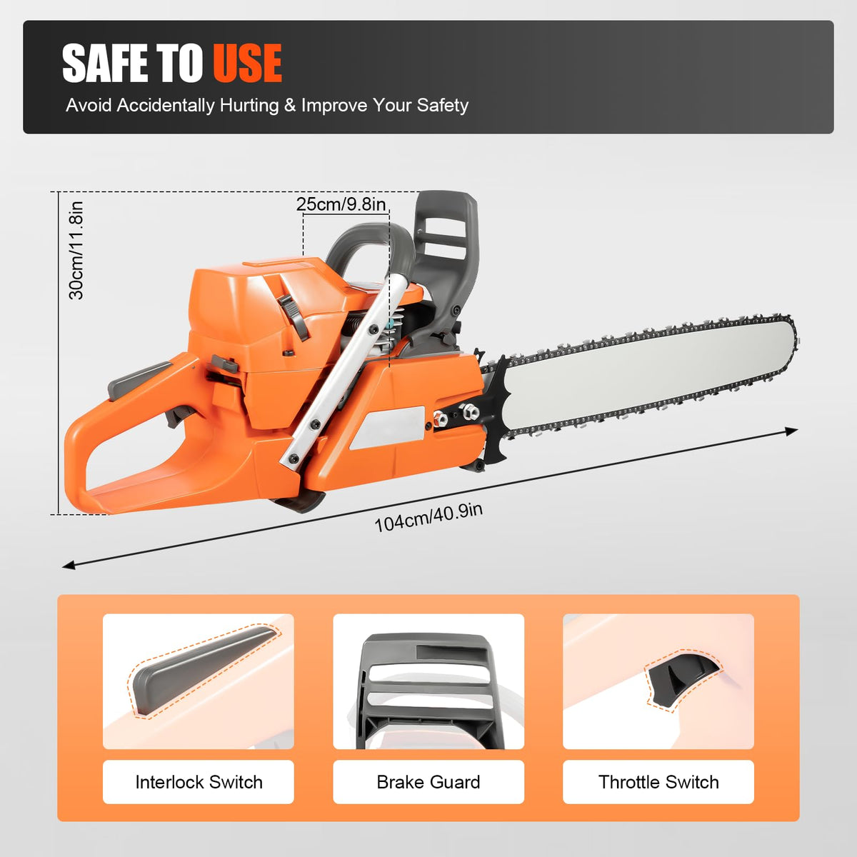 Gas Powered Chainsaw, 71.8cc 2-Stroke, 24 Inch Z656