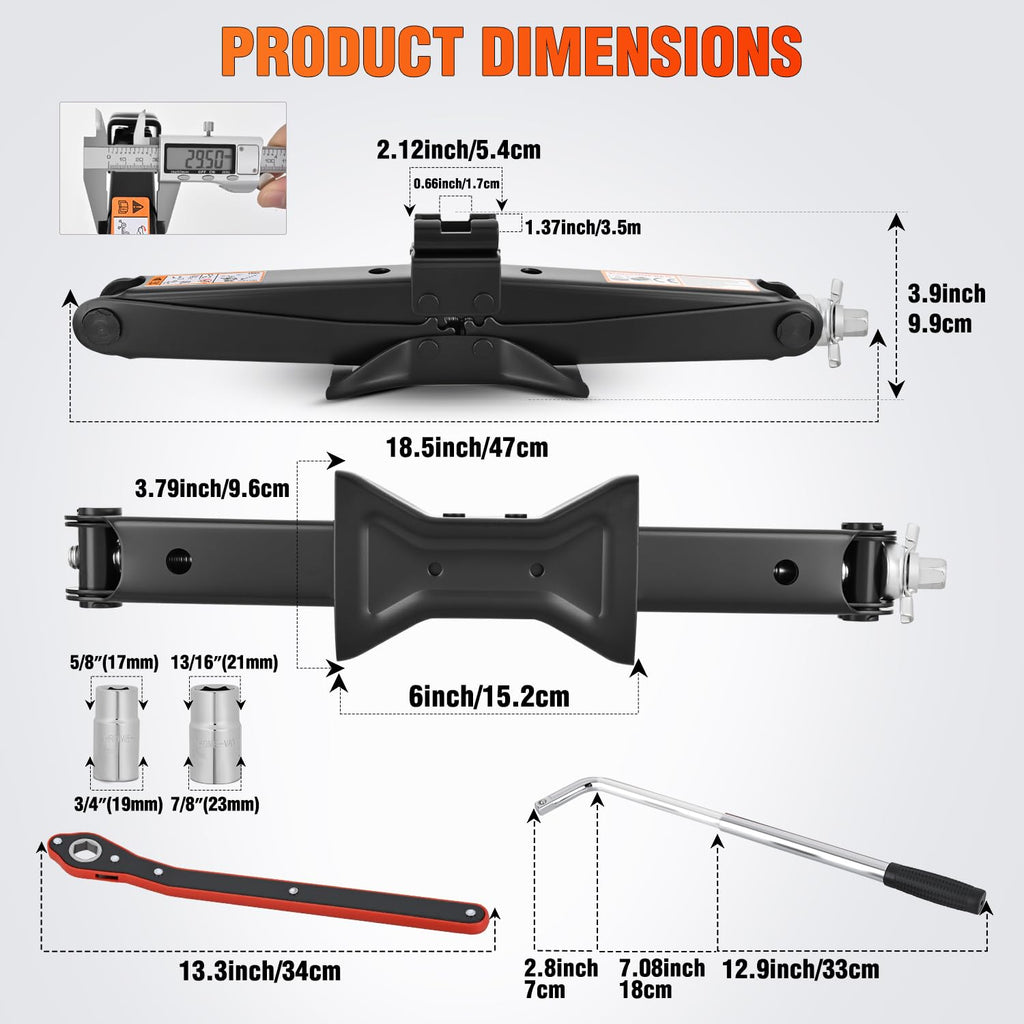 1.5 Ton Scissor Jack with Ratchet Lug Wrench S980