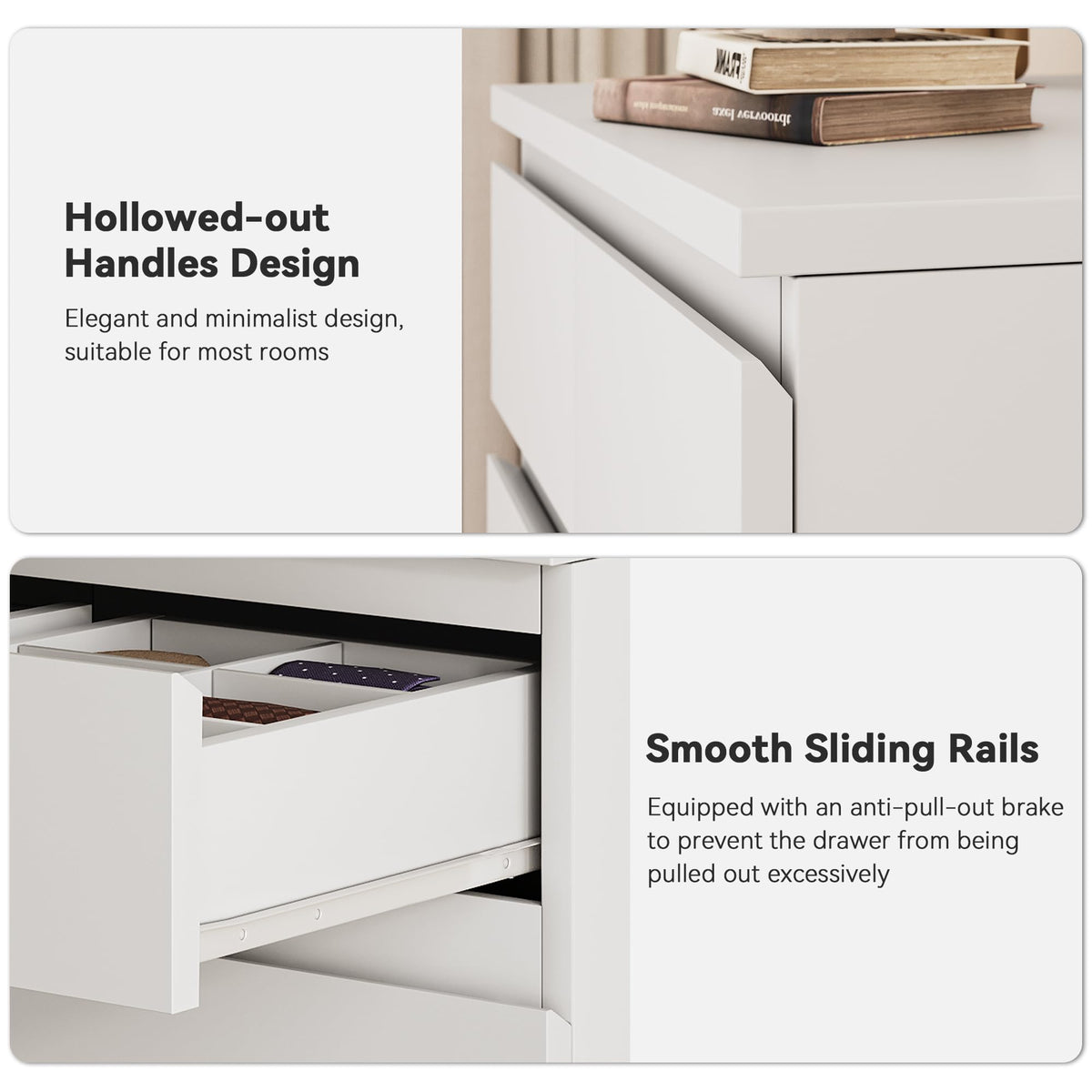 White Tall 7 Drawer Wood Dresser E302
