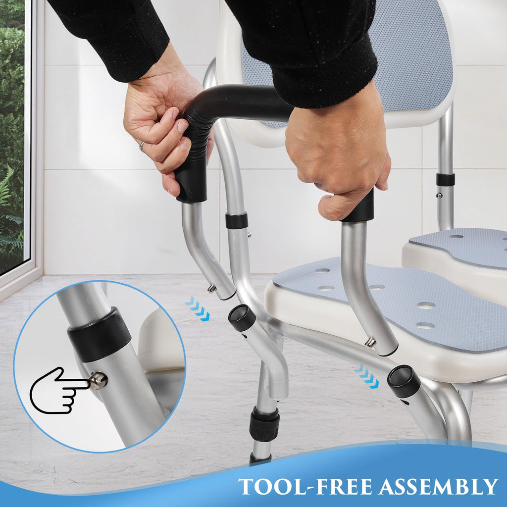 Shower Chair with U-Shaped Seat, Adjustable Height, 350 lb U9771