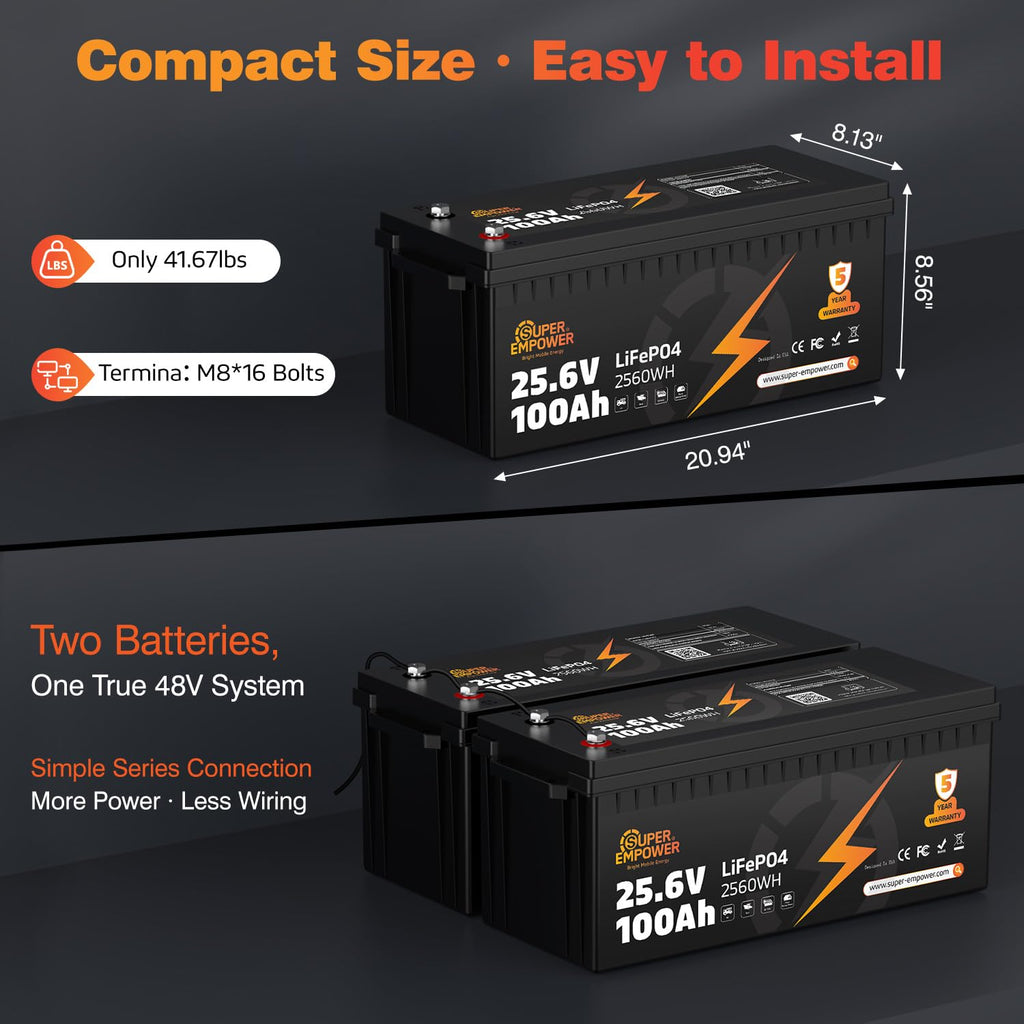 24V 100Ah LiFePO4 Deep Cycle Lithium Battery F5029