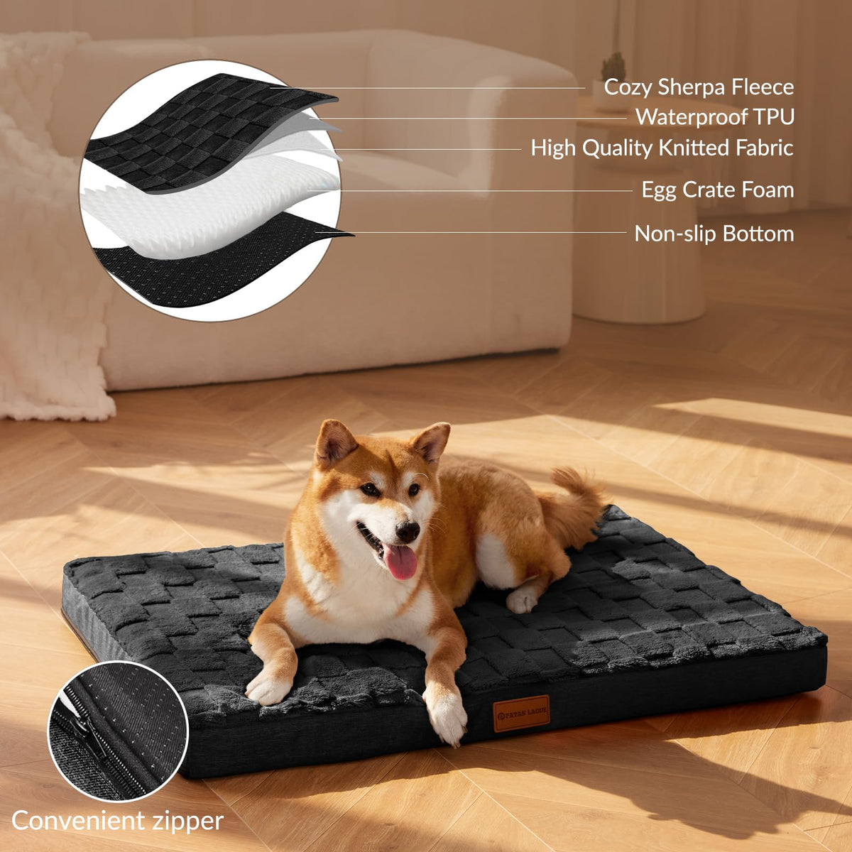 Large Washable Dog Bed 36''X24'' Black K744574