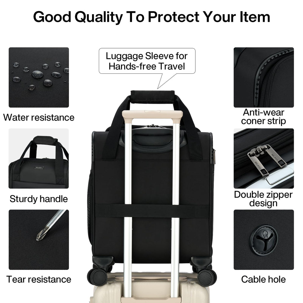 Black 16-inch Underseat Carry On Luggage with Wheels E327