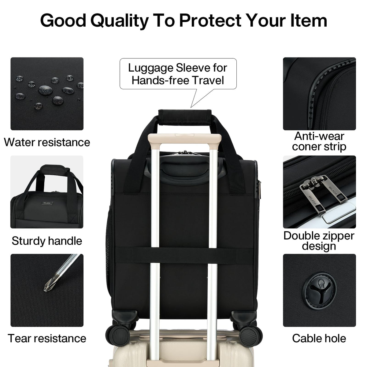 Black 16-inch Underseat Carry On Luggage with Wheels E327