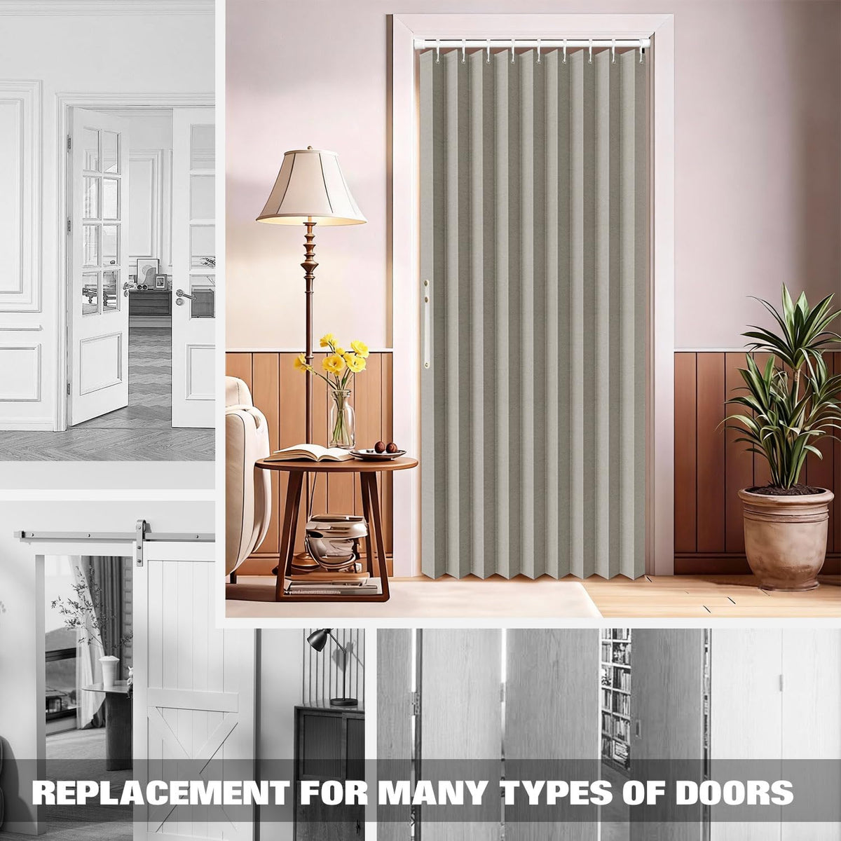100% Blackout Fabric Folding Door Curtain with Magnetic Closure N555