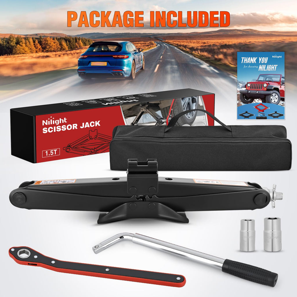 1.5 Ton Scissor Jack with Ratchet Lug Wrench S980