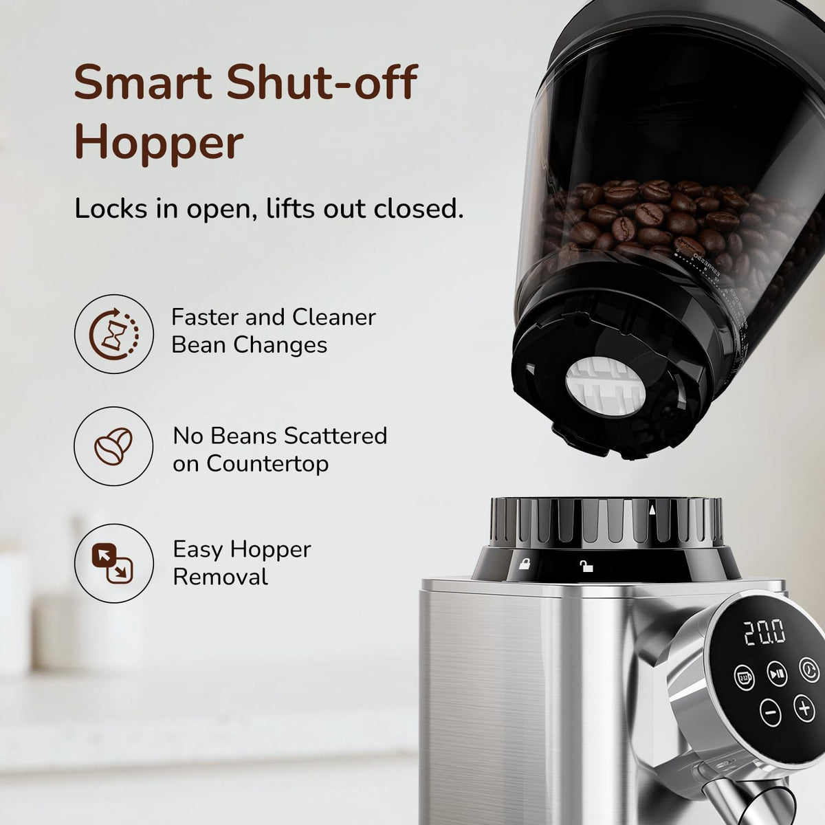 Electric Burr Coffee Grinder, 48 Grind Settings U461779